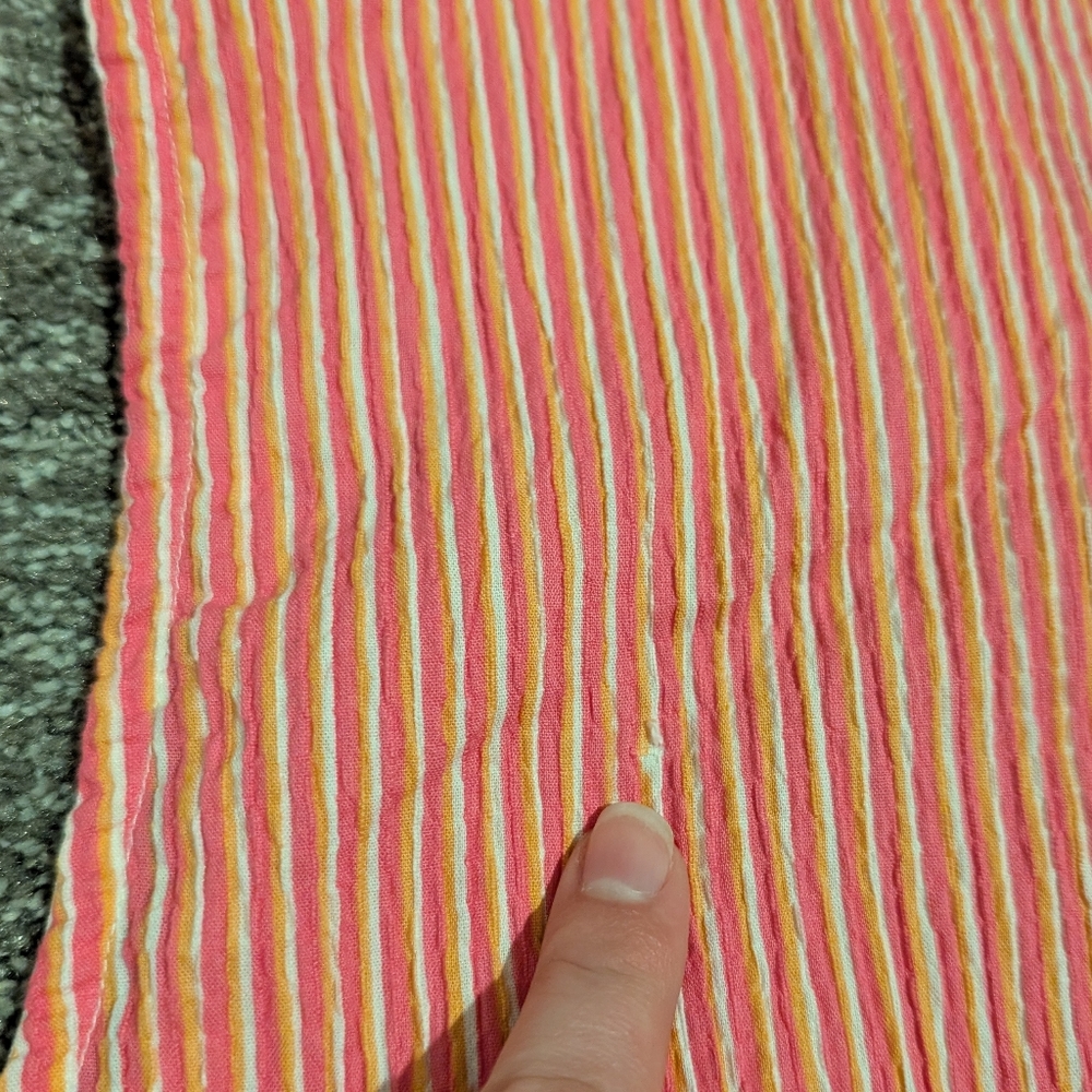 Krazy Kat Pink Orange White Striped Sleeveless Button-Up Shirt NWT - Medium - Picture 10 of 11